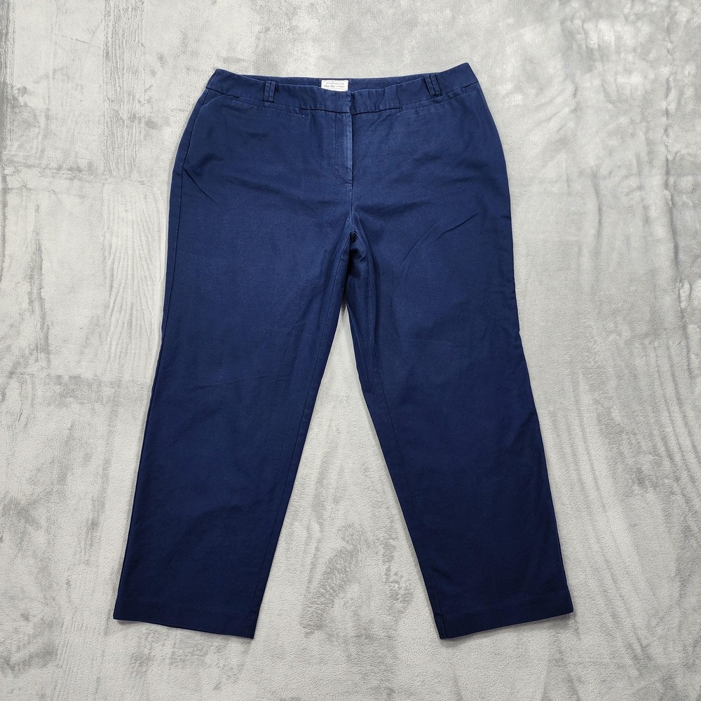 Charter Club Pants Womens‎ 18W Blue Chino Crop Straight Leg Twill Stretch Office